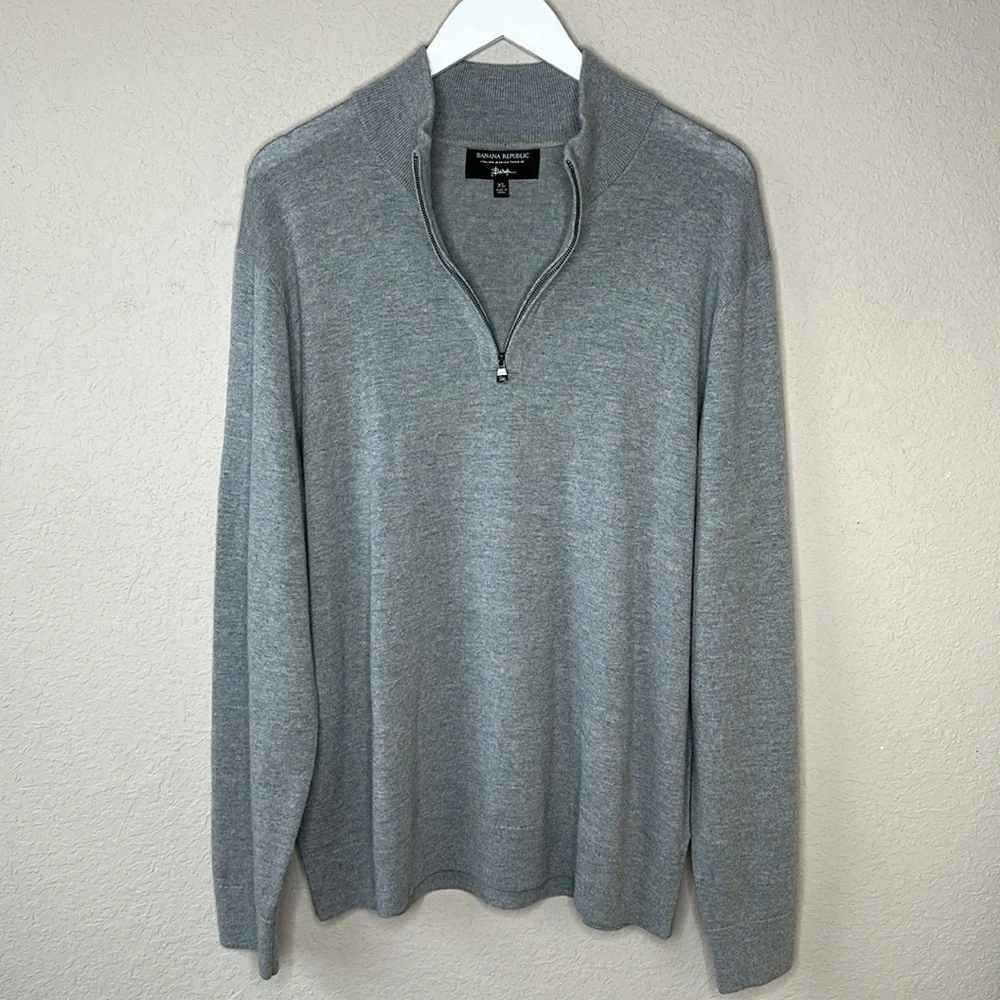 Banana Republic 100% Italian Merino Wool by‎ Baruffa Quarter Zip Sweater Size XL